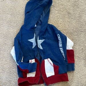 Marvel 5T captain america hooded zip up sweatshirt, good condition